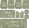 10 Pcs Kitchen Decor and Accessories Set, Farmhouse Sage | Green Baking Happiness 4 Dish Towels Kitchen Rugs 2 Oven Mitts 2 Pot Holders, Home Decor for Cooking Baking BBQ Housewarming