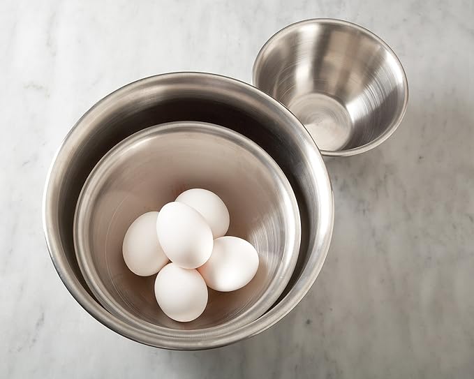 Fox Run Stainless Steel Mixing Bowl, Set of 3 Nesting Mixing Bowls | 4.25, 6.25 & 10.75 Quart Mixing Bowl Set | Double Wall Construction For Temperature Retention | Dishwasher Safe Mixing Bowls