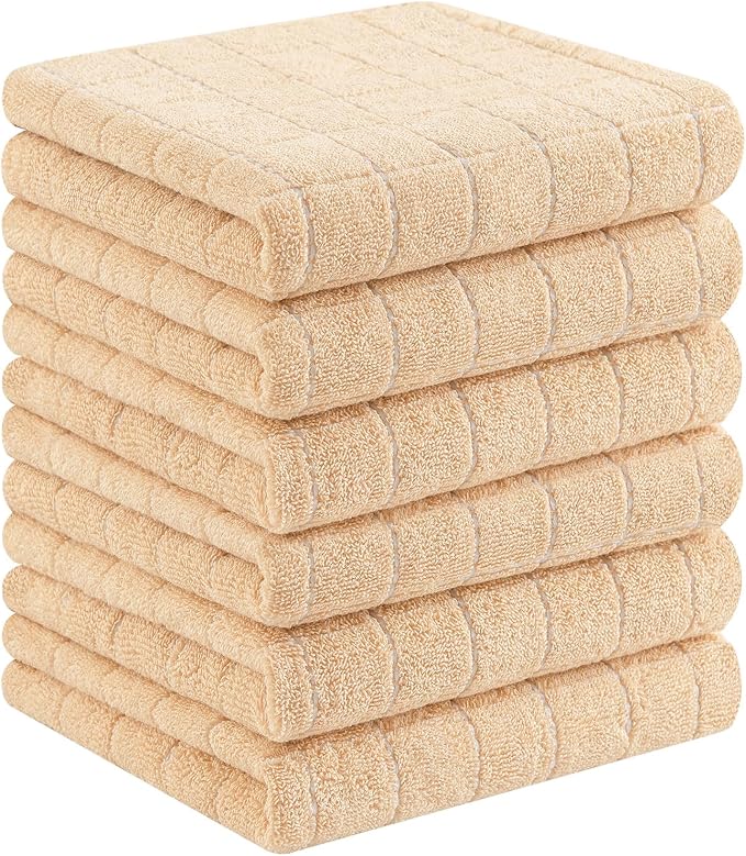 Homaxy 100% Cotton Terry Kitchen Towels, 6 Pack, Apricot | Ultra Soft and Absorbent Dish Towels for Kitchen, Suitable for Drying and Washing Dishes
