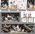 Fourluoo 10 Pcs Rooster Kitchen Dish Towels Rugs Oven Mitts and Pot Holders Set Farmhouse Kitchen Decor Set for Women Mom Daughter Gift Cooking Baking Grilling (Vintage Black White)