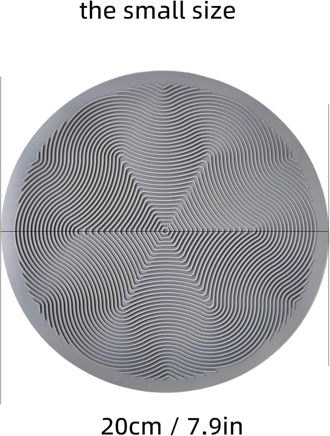 Silicone Hot Pot Holder Mats 8in (4-PCS) - Heat Resistant Countertop Protector with Non-Slip Geometric Pattern, Easy Clean Kitchen Trivet for Dining Table, Stove Top, Counter Safe Small Grey