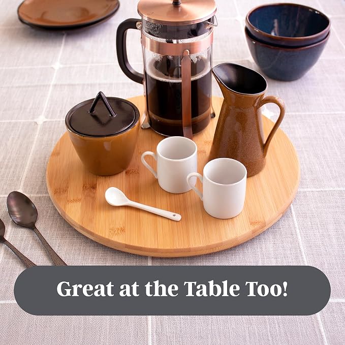 TB Home 14 Inch Bamboo Lazy Susan Turntable for Kitchen & Table Top | Keep spices, sauces, condiments, and seasonings within reach. Sized for kitchen cabinets, pantries, counters, and table tops.