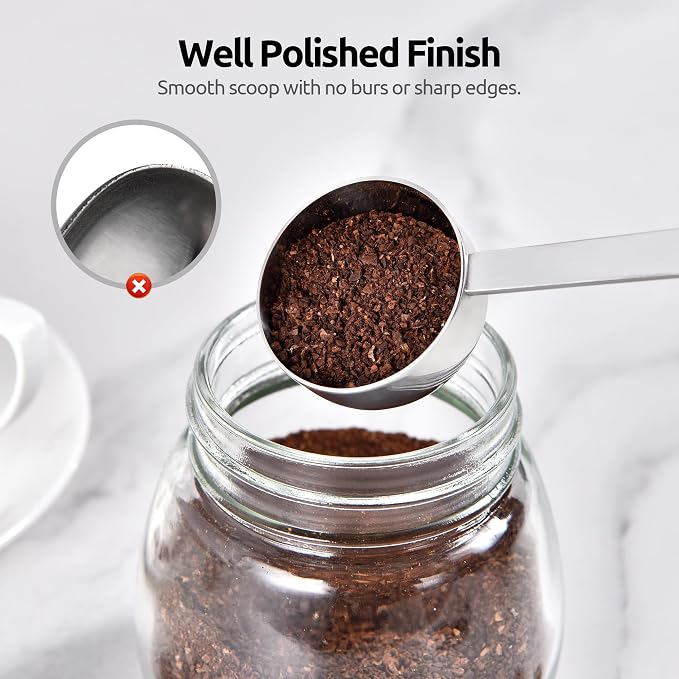 U-Taste Coffee Scoop 2 Tablespoon, 4.3in Long Handle Tbsp Measuring Spoon | 18/8 Stainless Steel Tablespoon Scoop, Long Metal Coffee Spoon Scooper, Coffee Meansure Scoop for Ground Coffee Bean Espresso