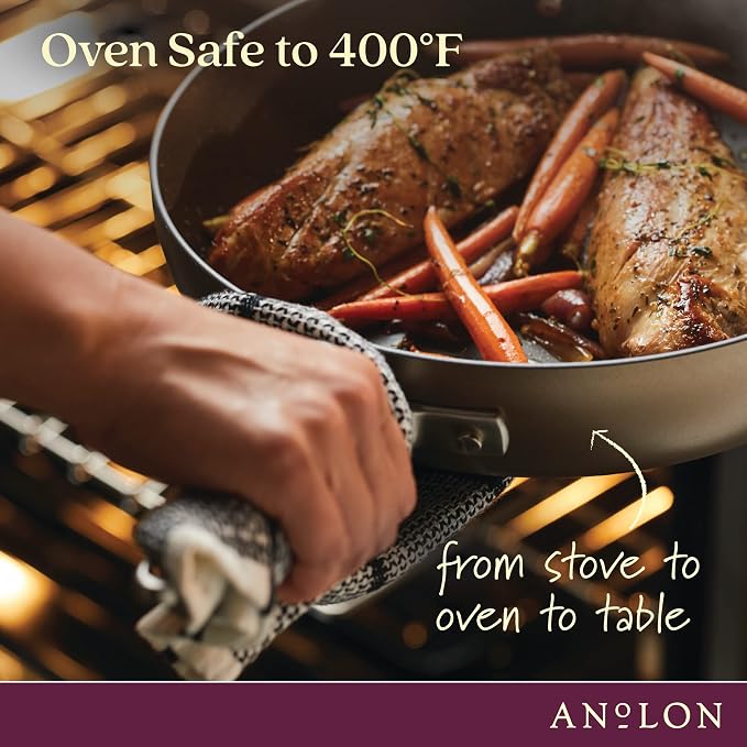 Anolon Advanced Home Hard-Anodized Nonstick Wide Stockpot with Lid, Soup Pot, 7.5-Quart, Bronze