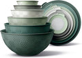 COOK WITH COLOR Mixing Bowls with Lids - 12 Piece Plastic Nesting Bowls Set includes 6 Prep Bowls and 6 Lids, Microwave Safe Mixing Bowl Set, Sage Rhombus