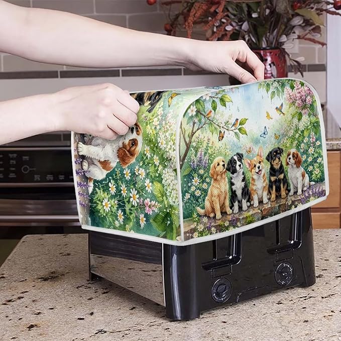 Corgi Rottweiler Print Toaster Cover Floral Butterfly Print Toaster Oven Cover Anti Fingerprint Bread Maker Machine Covers for Home