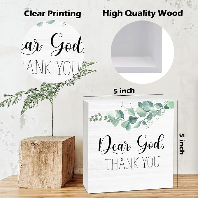Farmhouse Decor, Christian God Home Decorations, Aesthetic Entry Way Table Shelf Wood Box Decor, Living Room Table Accessories, Boho Office Decorations For Work (05)