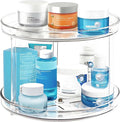 2 Tier Lazy Susan Bathroom Organizer, 9.25Inch Clear 360 Rotating Makeup Organizer for Vanity, Skincare Organizers Perfume Organizer, Spice Rack Organizer for Cabinet- Home Organization and Storage | Clear 360 Rotating Makeup Organizer for Vanity,Skinc...
