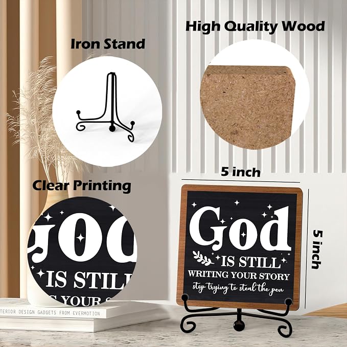 Home Decor, Farmhouse Shelf Decor For Living Room, Boho Aesthetic Table Decorations, Christian Gifts For Women Men, Entryway Tv Stand Fireplace Mantle Coffee Table Decoration (story-02)