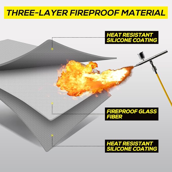 PAWBOSE Heat Resistant Mats for Countertops 16x24 Inch - 2PCS Fireproof Air Fryer Mat, Hot Pad for Ninja, COSORI, Cuisinart, Toaster, Oven & Small Kitchen Appliances - Grey