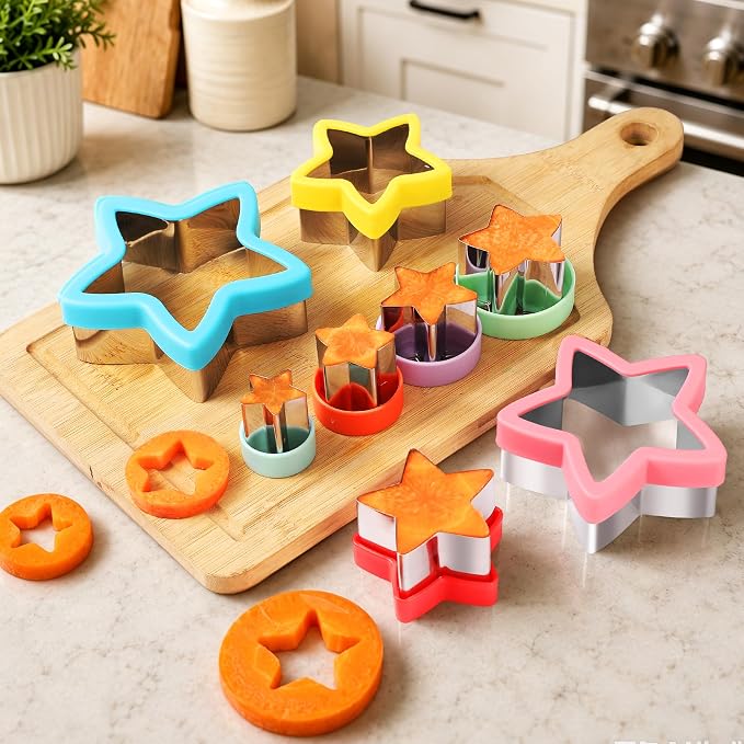 laxizar 8 Pcs Star Cookie Cutters Set Stainless Steel Biscuit Cutter