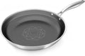 COOKER KING 12-Inch Stainless Steel Pan, Hybrid Nonstick Frying Pan | 3-Ply Clad Cookware, Healthy & Non-Toxic, Dishwasher & Oven Safe, Stay-Cool Handle, Induction Compatible – Metal Utensil Safe