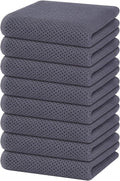 Homaxy 100% Cotton Waffle Weave Kitchen Dish Towels 8-Pack, Dark Grey | 13 x 28 Inches, Ultra Soft Absorbent Dish Towels, Quick Drying Cleaning Towels