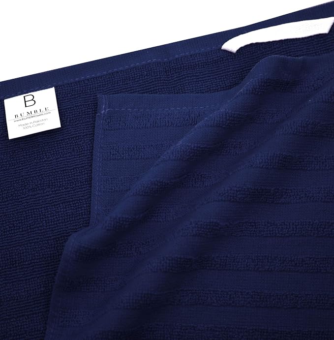 Premium Kitchen Towels 6 Pack 100% Cotton 20"x28" Dish Towels Navy Striped | Large Flat & Terry Kitchen Linen Set with Hanging Loops, Highly Absorbent for Washing and Drying Dishes