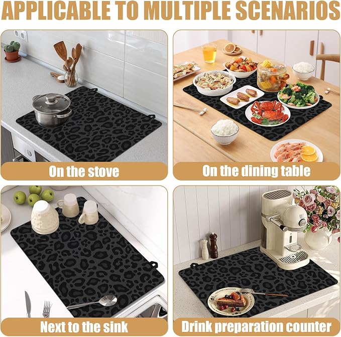Black Leopard Stove Top Covers for Electric Stove, Electric Gas Stove Pad Heat Resistant Range Cooktop Protector for Home Decor Kitchen 28"x20"