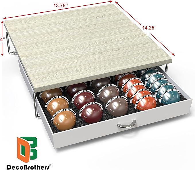 Deco Brothers Vertuo Pod Holder Drawer, Fits 30 Large or 60 Small Capsules | Compatible with Nespresso Pods, Maple