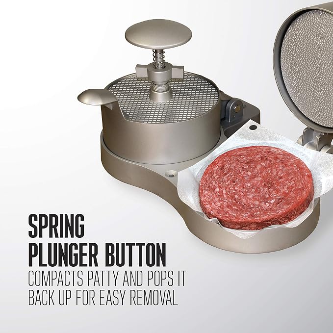 Weston Burger Press, Makes 4 1/2" Diameter Patties for Hamburger, Crab Cakes, Sausage, 1/4lb to 3/4lb, with Spring Ejector for Easy Removal, Double, Non-stick Heavy-Duty Cast Aluminum (07-0701)