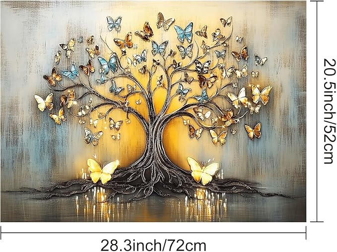 HOMETITUTE Blue Gold Butterfly Tree Stove Top Cover 28x20 Diatomite Mat