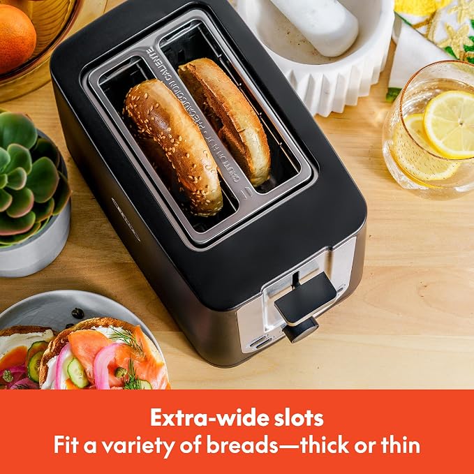 bella 2 Slice Toaster, Extra Wide Slots & Removable Crumb Tray, Black