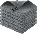 Homaxy 100% Cotton Terry Dish Cloths, 12"x12", 6-Pack, Dark Grey | Ultra Soft Absorbent Dish Towels with Hanging Loop, Pineapple Grid Designed