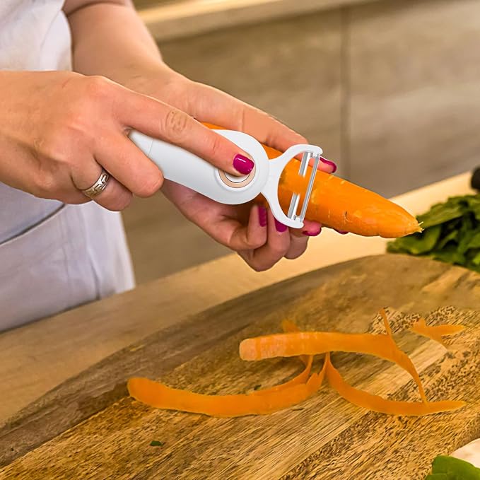 3-in-1 Electric Peeler Fruits and Vegetables Cordless for Kitchen, Handheld Julienne Blade Slicer Set Tool for Apples Carrot Potatoes Cucumber, Automatic Electrico Stainless Steel Pro Machine Gadgets