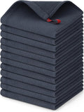 Homaxy 100% Cotton Waffle Weave Dish Cloths, 12 Pack, Dark Grey | Soft and Absorbent Dish Towels, 12 x 12 Inches Quick Dry Dish Rags