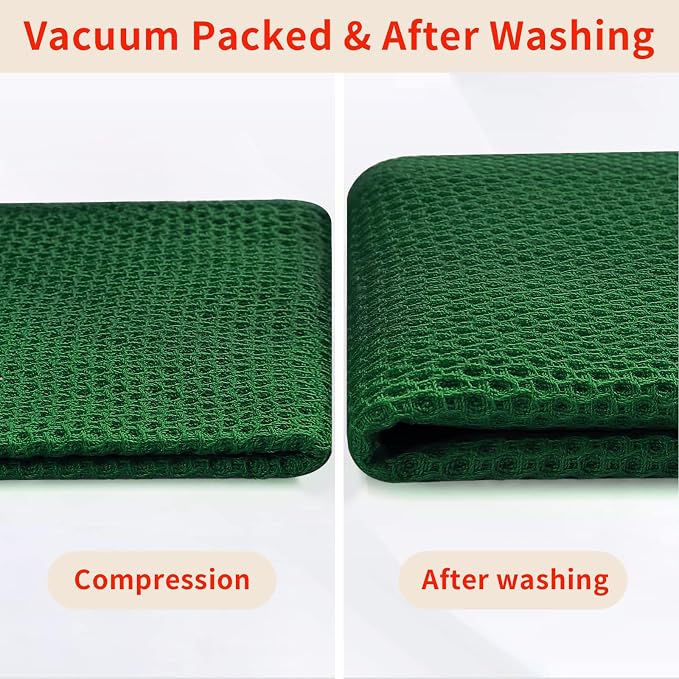Homaxy 100% Cotton Waffle Weave Kitchen Dish Towels 4-Pack, Forest | 13 x 28 Inches, Ultra Soft Absorbent Dish Towels, Quick Drying Cleaning Towels