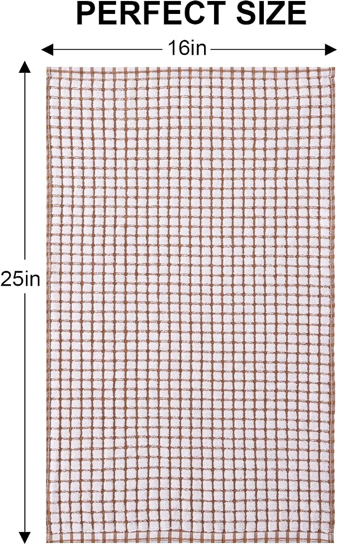 Kitinjoy Cotton 12 Pack Terry Kitchen Towels, Brown | 16 x 25 Inches Super Soft and Absorbent Dish Towels, Quick Drying hand towels for kitchen Drying