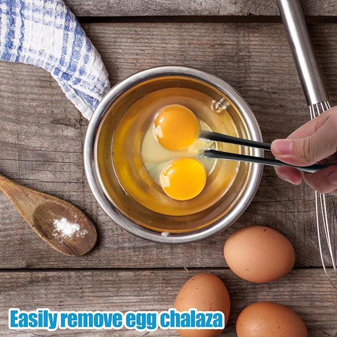 Egg Chalaza Removal Tool, Stainless Steel Toothed Egg Chalaza Remover Eggshell Fragment Remover Kitchen Tongs for Cooking Bakers Chefs