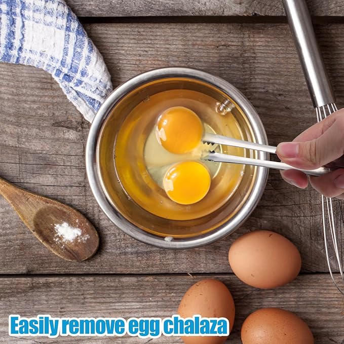 Egg Chalaza Removal Tongs, Toothed Design Eggshell Fragment Membrane Remover Tong Stainless Steel Multipurpose Egg Chalazae Tool Essential Kitchen Tool for Cooking Food Cake Bakers Pastry Chefs