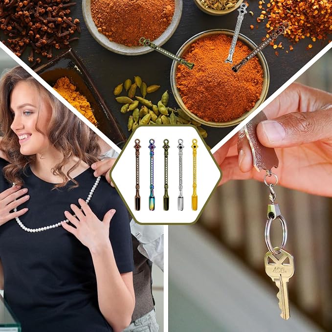 20Pcs Mini Spoons, Tiny Shovel Spoon, 5 color | Tableware Charm for Coffee, Sugar and Spices, Mini Pendant Spoon Necklace Charms, Keychain Accessories
