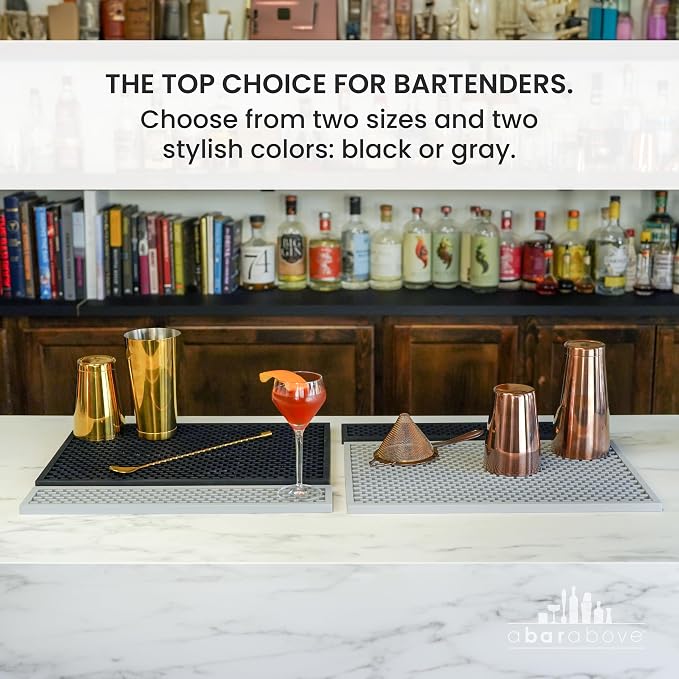 A Bar Above Bar Mat for Countertop, Food Safe Silicone, 12 x 18 Inch | Commercial Strength Bartender Accessory, Dish Drying Pad, Kitchen Counter, Barista Workstation Surface, Spill Proof, Top Find