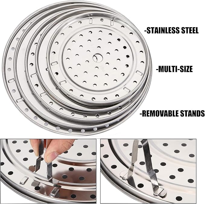 Yesland 5 Sizes 304 Stainless Steel Steamer Rack, Pressure Cooker Canner Rack & Cooling Rack with Detachable Legs, Round Pot Steaming Tray for Baking Cooking Steaming(7'' 7.5'' 8.5'' 9.25'' 10'')