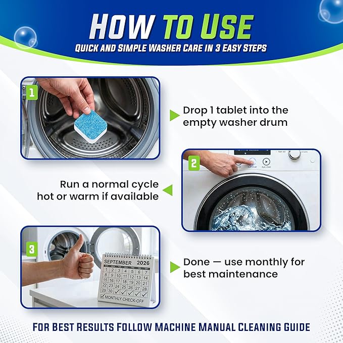 True Fresh Washing Machine Cleaner Tablets 25 Pack | Front Load, Top Load