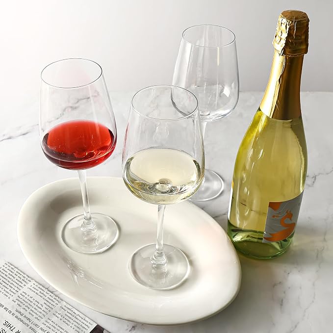 15oz Wine Glasses Set of 8, Thickened Stemmed Glasses for Red/White Wine, Heavy Base Clear Red Wine Glasses for Everyday, Wine Lovers, Parties, Gifts, Dishwasher Safe, 460ml, 8 Piece Set