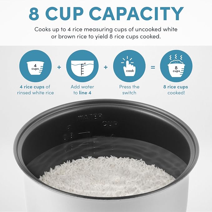 Aroma Housewares 8-Cup (Cooked) (4-Cup UNCOOKED) Cool Touch Rice Cooker (ARC-914S)