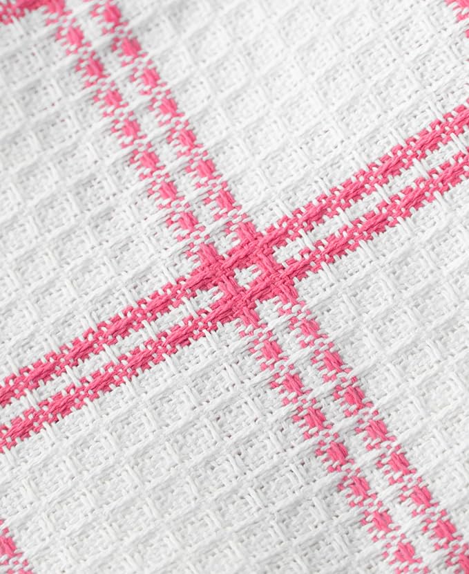 T-Fal Premium Waffle Dish Cloths: Highly Absorbent, Super Soft Long Lasting - 100% Cotton, 12"x13" Towel for Cleaning & Drying Dishes, 8-Pack, Pink