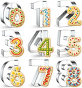 FUSOTO 9PCS Number Cookie Cutters Set, 4 Inches Number 0-8(6 Reverses to 9) | DIY Alphabet Cake&Cookie, Stainless Steel Cookie Cutters for Baking, Letters Shaped Baking Tool for Homemaking Cookie, Dough