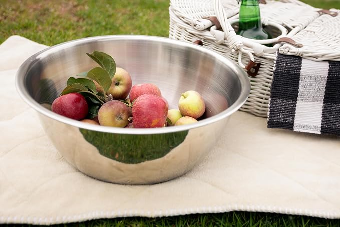 Fox Run Stainless Steel Mixing Bowl, Set of 3 Nesting Mixing Bowls | 4.25, 6.25 & 10.75 Quart Mixing Bowl Set | Double Wall Construction For Temperature Retention | Dishwasher Safe Mixing Bowls