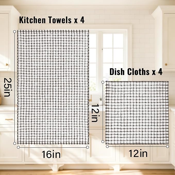 Homaxy Kitchen Towels and Dishcloths Set, Set of 8, Dark Brown | Cotton Terry Kitchen Dish Towels, Super Soft and Absorbent Dish Cloths, 16 x 25 and 12 x 12 Inches
