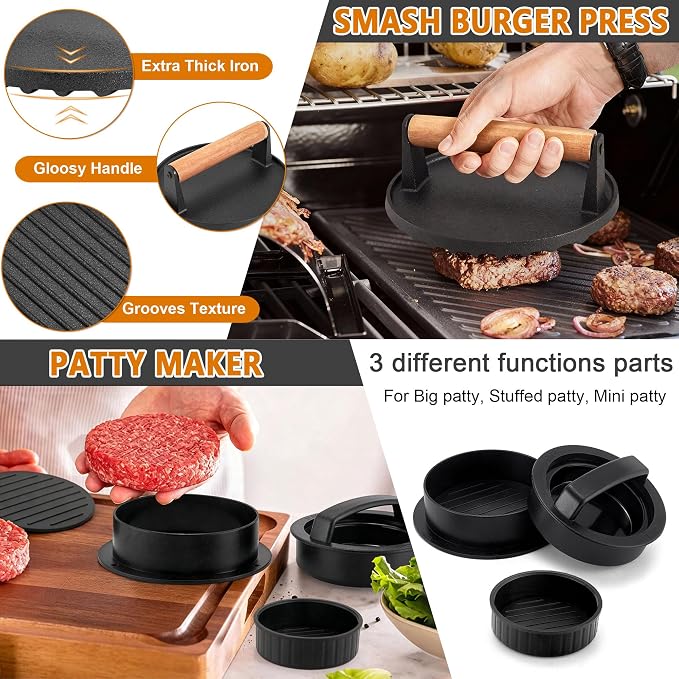 35Pcs Griddle Accessories Kit for Blackstone, Joyfair Flattop Grill Spatula | Grilling Accessory Tool Set with Stainless Steel Griddle Spatula Smash Burger Press Basting Cover Patty Maker For Outdoor BBQ