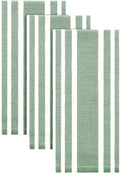 Homaxy Premium Cotton Stripe Kitchen Towels 3 Pack, 18"x 28", Grass Green | Large 380 GSM Kitchen Hand Towels, Soft Terry Dish Towels, Highly Absorbent Tea Towel Set with Hanging Loop