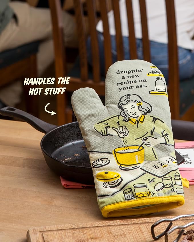 Blue Q Oven Mitts - Cute Kitchen Accessories & Kitchen Gifts - A New Recipe | Cute Oven Mitts with unique artwork, Super-Insulatted Quilting, Easy care maintenance, Kitchen gifts for women and home cooks