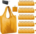 BeeGreen Orange Reusable Grocery Bags Wholesale Pumpkin Reusable Kitchen Bags Bulk Foldable-Machine Washable with Zipper Storage Pouch 50 Packs