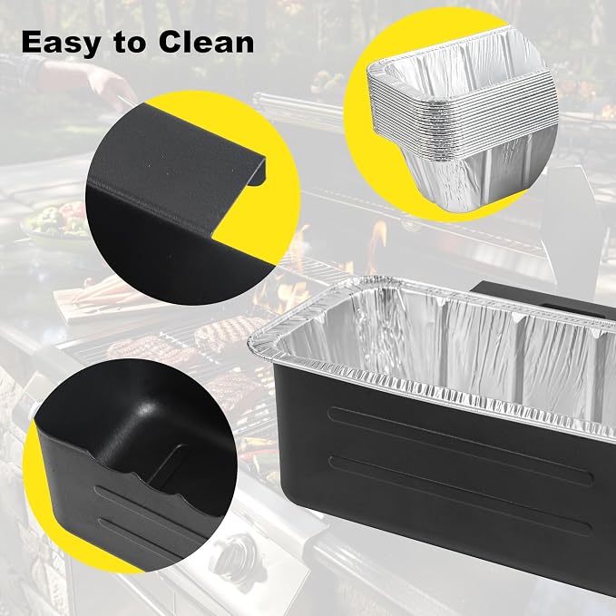 Drip Tray for Blackstone Griddles - Heavy Duty Grease Catcher Fits 17, 22, 28, 30 & 36 Inches, Includes Cup & 10 Disposable Liners, Easy Cleanup