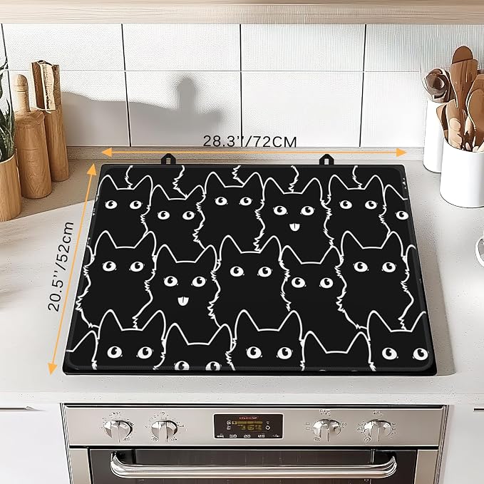 Electric Stove Top Cover Protector –Cute Cat Glass Flat Top Stove Mat Oven Induction Cooktop Mat for Ceramic Countertop Mats Heat-Resistant Dish Drying Mat