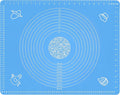 Silicone Baking Mat for Rolling Pastry Dough with Measurements, 25.6" x 17.7" BPA Free Non stick and Non Slip Blue Table Sheet Baking Supplies for Bake Pizza Cake