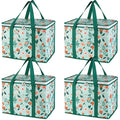 Bodaon 4-Pack Cooler Insulated Food Delivery Bag, X-Large Bags for Grocery/Catering/Shopping, Rideshare Delivery Bag, Thermal Hot Pizza, Large Cold and Frozen, XL Tote, Flower
