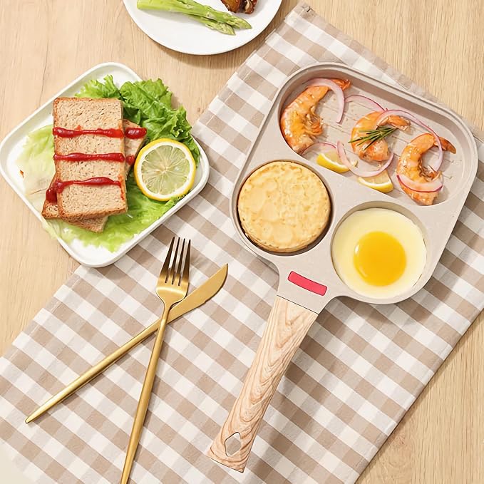 Egg Pan with Lid 3 Cup Nonstick Egg Frying Pan Omelette Skillet | Aluminum Omelet Pan with Glass Lid and Spatula, and Silicone Brush. Works for Breakfast Eggs, Bacon, and Mini Pancakes.