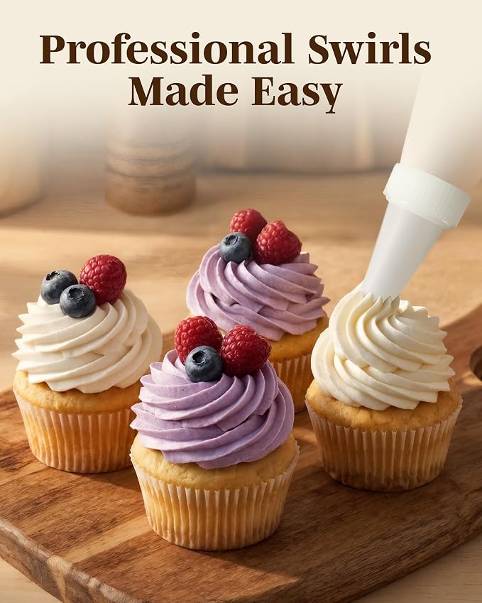 Reusable Plastic Piping Tips, Nozzles Standard Size Star Tip #32 (100pcs) | EZPiping Icing Nozzles with 2 couplers for Cake Decoration and Dessert Design, Baking Supplies Base Ø 0.75" Height 1.25"